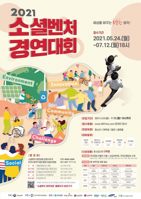 ‘2021년 소셜벤처 경연 대회’  홍보 포스터 (사진=고용노동부 제공)