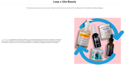 순환적이고 지속 가능한 패키징을 시도하는 Loop by Ulta (사진출처: loopbyulta 홈페이지)