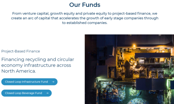 아마존은 순환경제 투사회사인 Closed Loop Fund에 천만불을 투자했다. (사진출처: closedlooppartners 홈페이지)