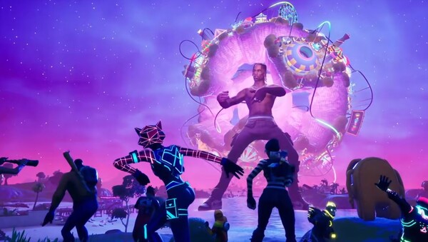 래퍼 트래비스 스캇이 2020년 게임 "포트나이트"에서 개최한 메타버스 콘서트. 메타버스가 수면 위로 올라오게 만든 결정적인 계기 중 하나다. 출처: 에픽 게임즈.