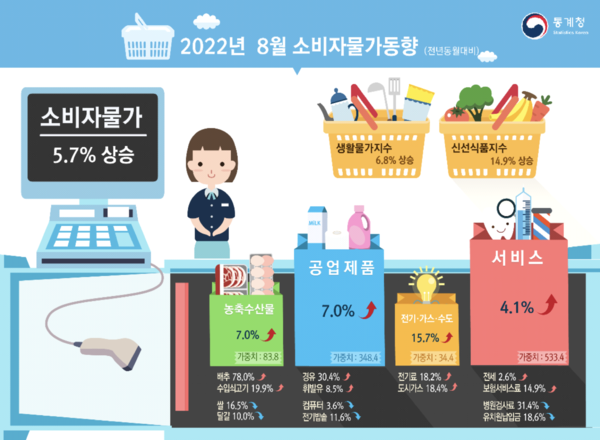 2022년 8월 소비자물가동향 (이미지 출처:통계청)