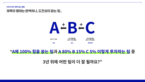  "OKR은 갖고 있는 100퍼센트의 자원을 적절히 잘 분배하는 것"