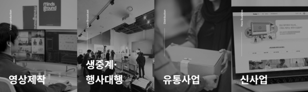 영상제작, 생중계 행사대행, 유통사업, 신사업을 진행중인 마인즈그라운드 (사진출처: 마인즈그라운드 홈페이지)