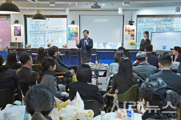 출정식의 마지막 시간은 경영자의 출정사입니다.