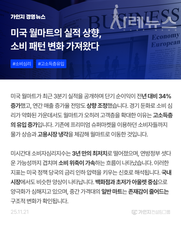 2025년 11월 21일 오늘의 경영뉴스 [제공: 가인지컨설팅그룹]