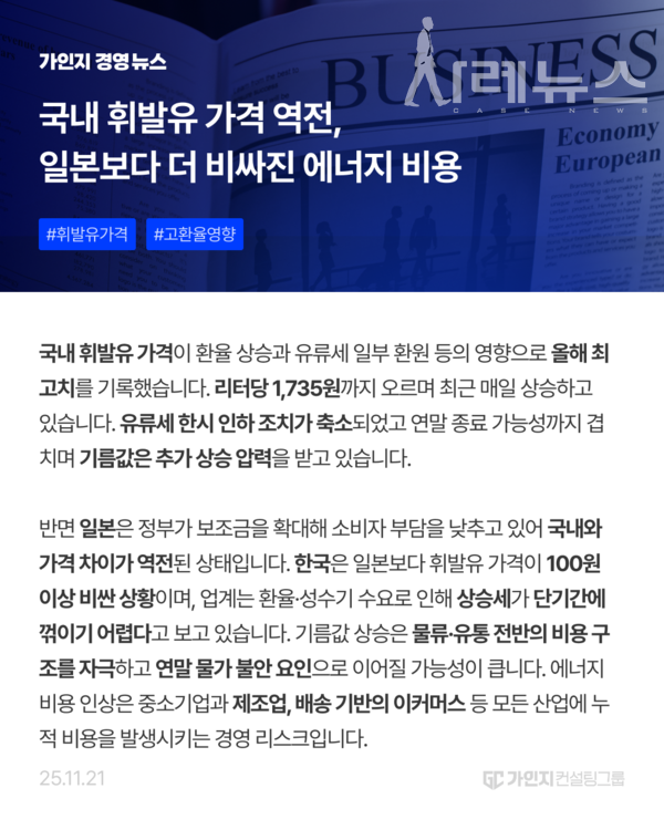 2025년 11월 21일 오늘의 경영뉴스 [제공: 가인지컨설팅그룹]